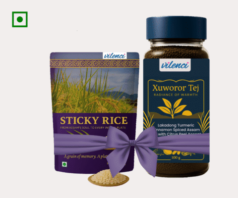 Bundle Pack | Glutinous/Sticky Rice with Lakadong Turmeric Cinnamon Spiced Assam Tea with Citrus Peel Accent
