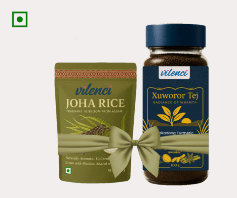 Bundle pack | Aromatic Joha Rice with Lakadong Turmeric Cinnamon Spiced Assam Tea with Citrus Peel Accent