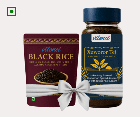 Bundle Pack | Exotic black rice with Handcrafted Lakadong Turmeric Cinnamon Spiced Assam Tea with Citrus Peel Accent